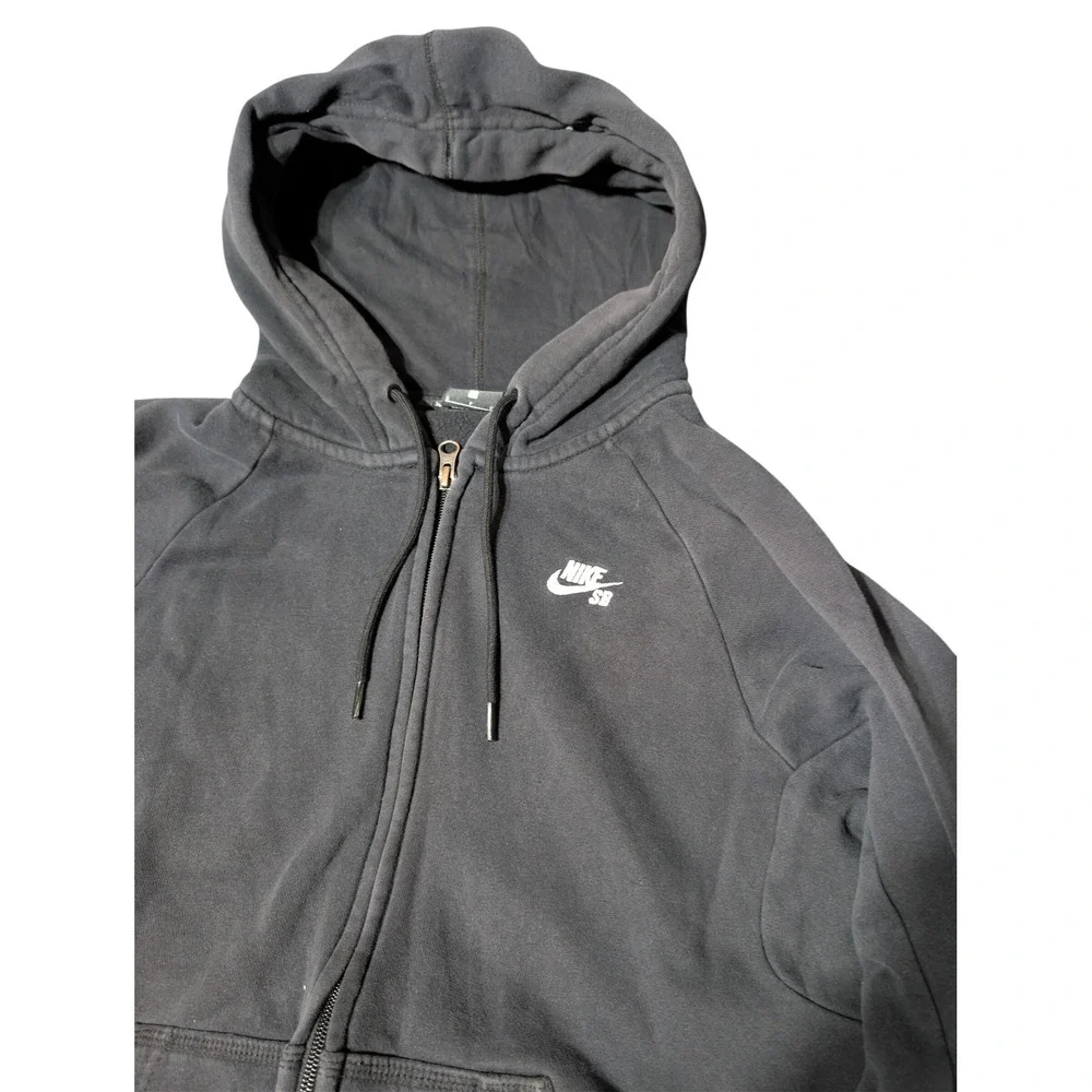 Nike SB Mens Full Zip Hoodie Faded Black‎ Distressed Skateboarding Sz S A4